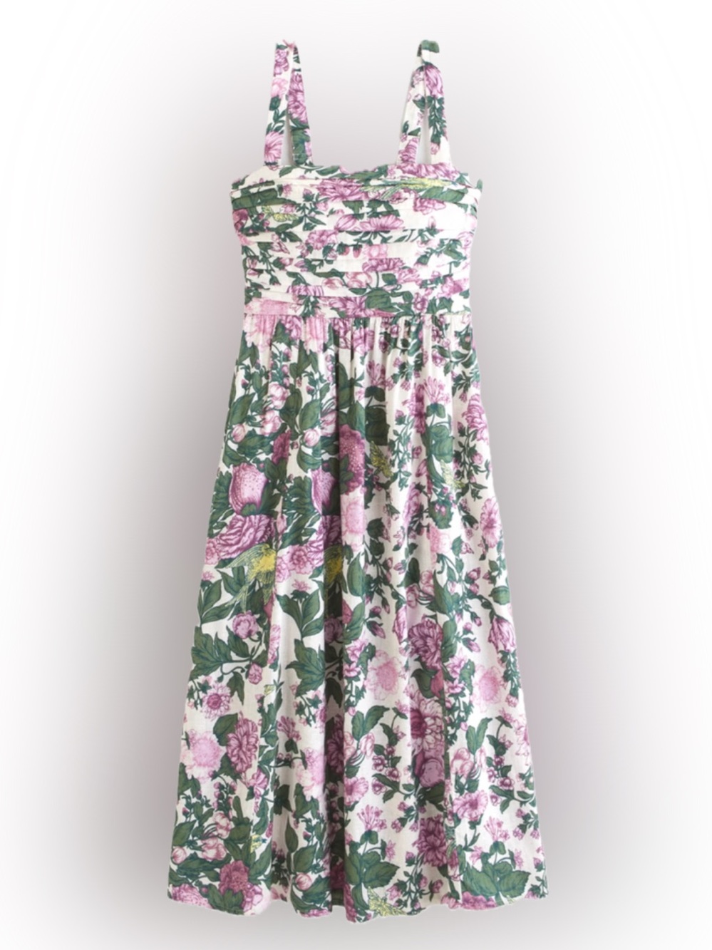 Abercrombie & Fitch Emerson Linen Blend Wide Strap Midi Dress
